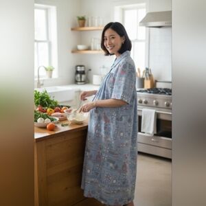 Blue Patterned Women's Nightgown